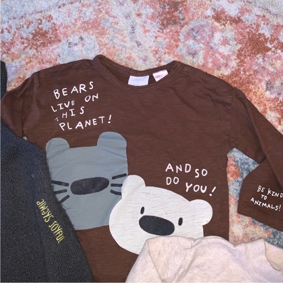 Zara Baby Boy Knit Bundle Overalls Mock Neck Sweater and Top Size 12-24 Mos - Picture 8 of 8